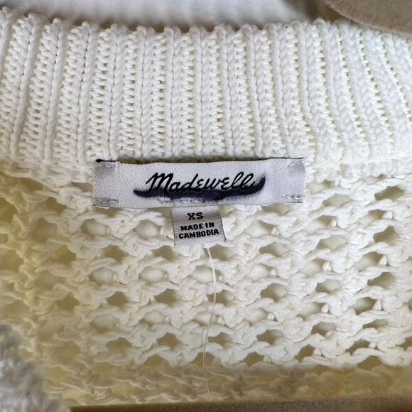 Madewell Womens Open-Stitch Cotton Sweater Tee XS Ivory NO982 NWT - Picture 2 of 7